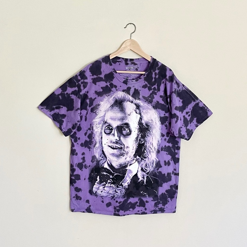 Beetlejuice Tie Dye Purple Black Big Graphic Movie T Shirt Adult XL